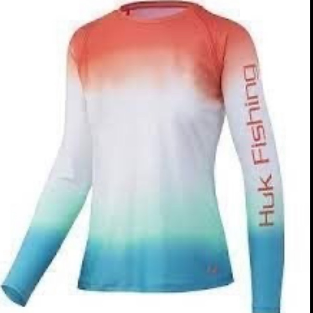 HUK Womens Pursuit Long Sleeve Performance Flare Fade - Size LARGE